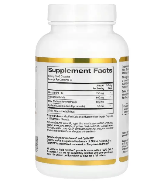 California Gold Nutrition Glucosamine, Chondroitin, MSM Plus Hyaluronic Acid Capsules