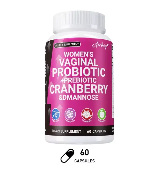 Airboy Women's Vaginal Probiotics + Cranberry D-Mannose Capsules
